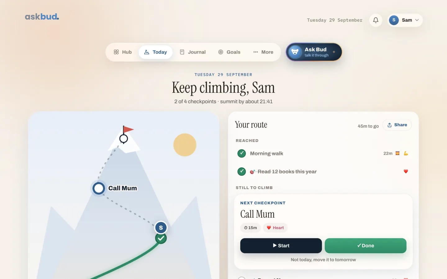 Today's climb: your tasks as a mountain